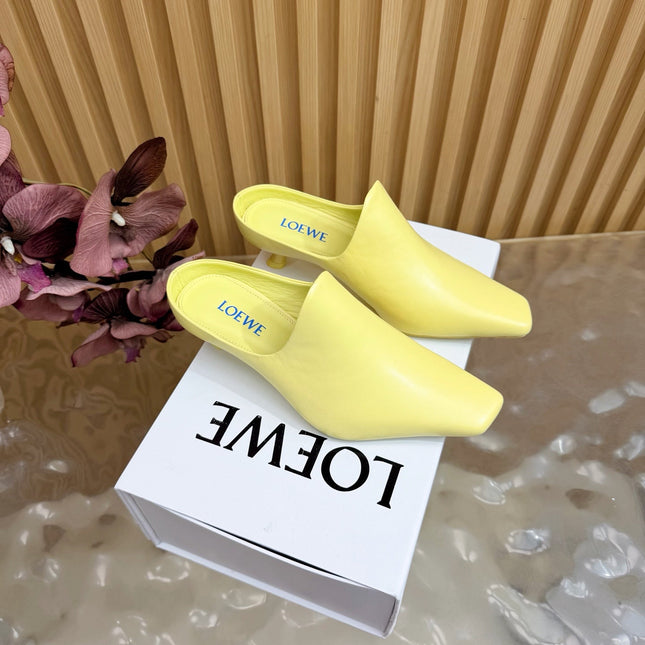 LOEWE 26S EMILY MULE 45MM IN LIGHT YELLOW CALFSKIN