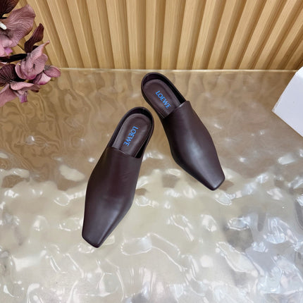 LOEWE 26S EMILY MULE 45MM IN DARK BROWN CALFSKIN