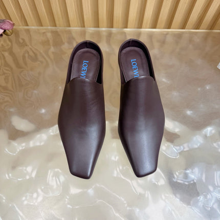 LOEWE 26S EMILY MULE 45MM IN DARK BROWN CALFSKIN