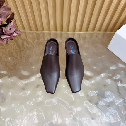 LOEWE 26S EMILY MULE 45MM IN DARK BROWN CALFSKIN