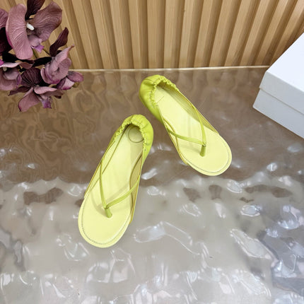 JACQUEMUS 26S THONG HEEL SANDALS 45 MM IN LEMON YELLOW CALFSKIN