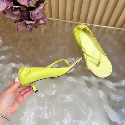 JACQUEMUS 26S THONG HEEL SANDALS 45 MM IN LEMON YELLOW CALFSKIN