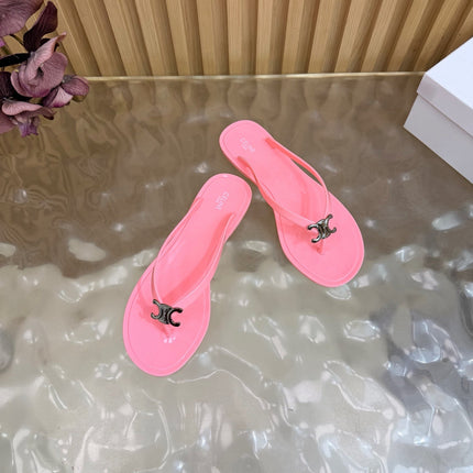 CELINE 26S TRIOMPHE THONG SANDALS IN PINK TPU SILVER HARDWARE
