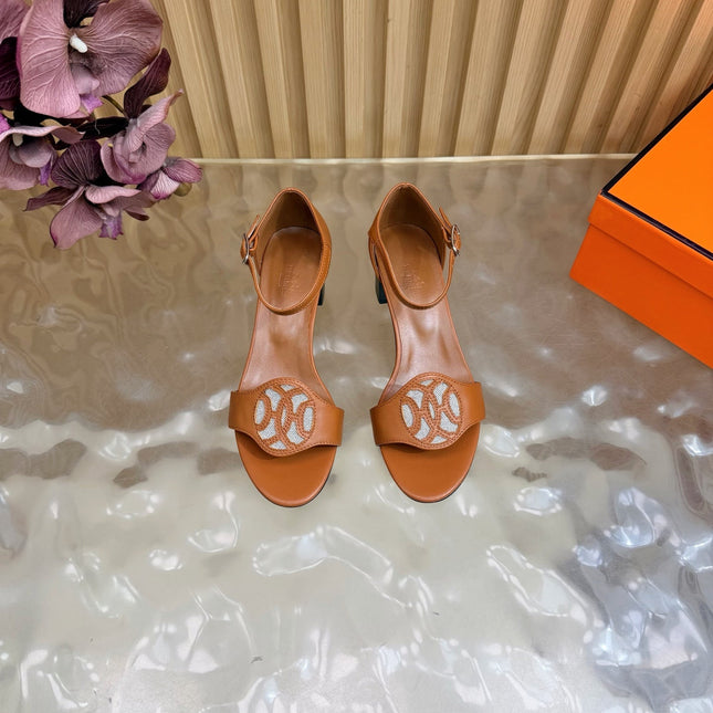 HM 26S MARQUISE SANDAL 45MM IN CARAMEL BROWN CALFSKIN