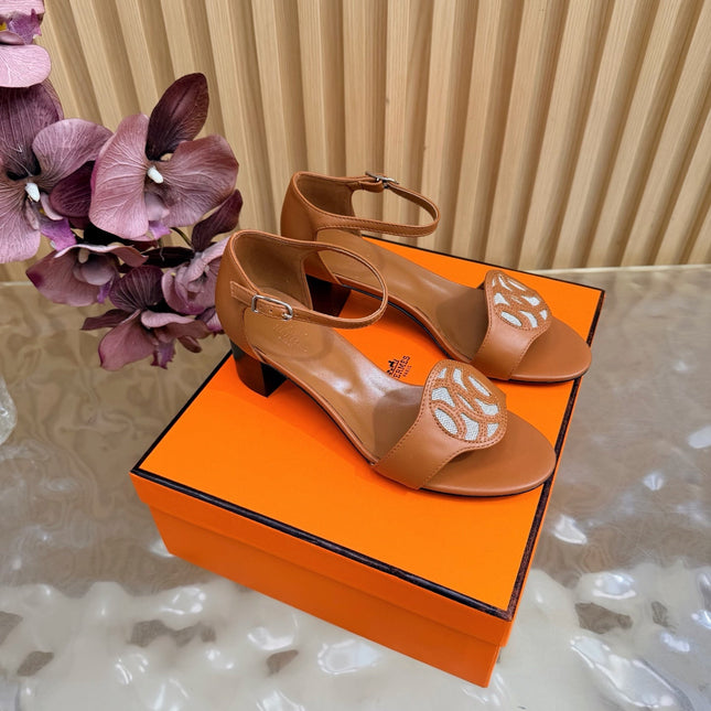 HM 26S MARQUISE SANDAL 45MM IN CARAMEL BROWN CALFSKIN