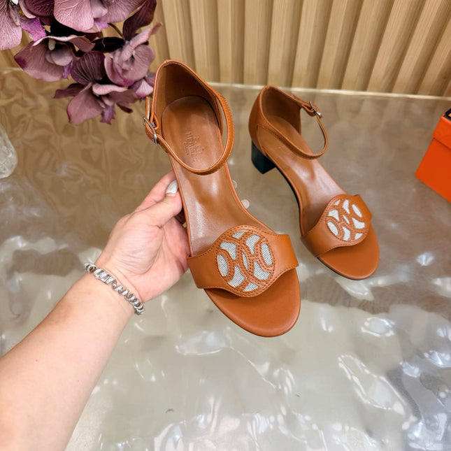 HM 26S MARQUISE SANDAL 45MM IN CARAMEL BROWN CALFSKIN