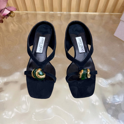 JIMMY CHOO 26S HIGH-HEEL SANDALS 35 MM IN BLACK SUEDE
