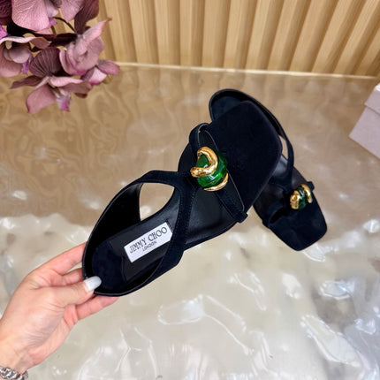 JIMMY CHOO 26S HIGH-HEEL SANDALS 35 MM IN BLACK SUEDE