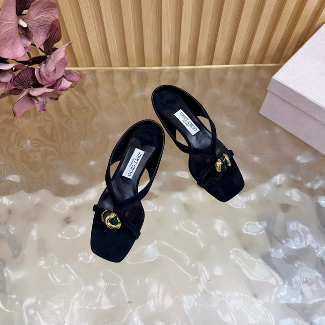 JIMMY CHOO 26S HIGH-HEEL SANDALS 35 MM IN BLACK SUEDE