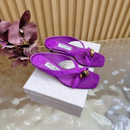 JIMMY CHOO 26S HIGH-HEEL SANDALS 35 MM IN PURPLE SUEDE