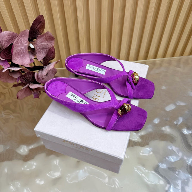 JIMMY CHOO 26S HIGH-HEEL SANDALS 35 MM IN PURPLE SUEDE