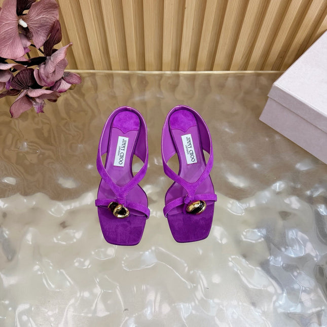 JIMMY CHOO 26S HIGH-HEEL SANDALS 35 MM IN PURPLE SUEDE