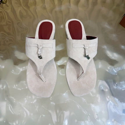 LP 26S THONG SANDALS IN CREAM WHITE SUEDE SILVER HARDWARE