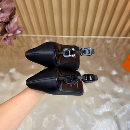 HM 26S HIGH-HEEL 80 MM IN BLACK SATIN
