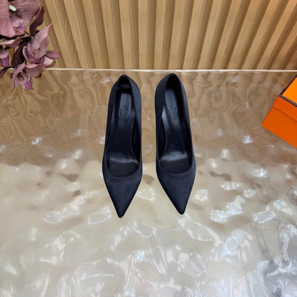 HM 26S HIGH-HEEL 80 MM IN BLACK SATIN