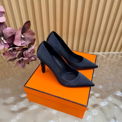 HM 26S HIGH-HEEL 80 MM IN BLACK SATIN