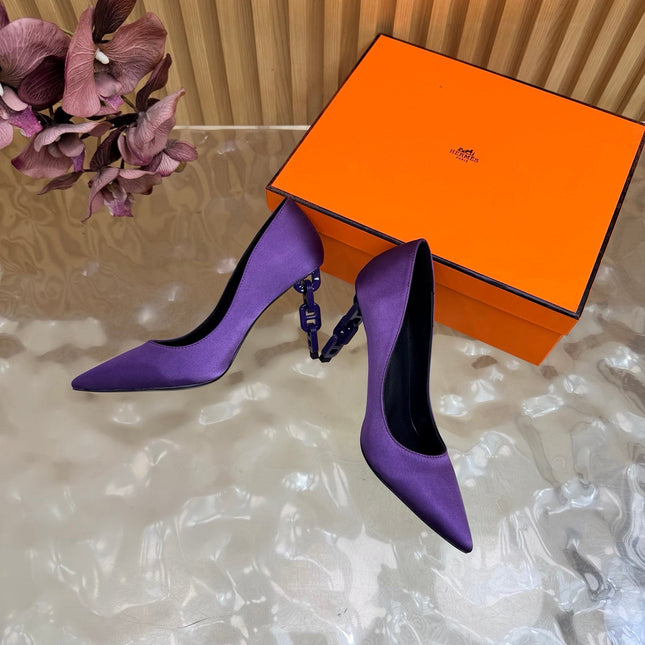HM 26S HIGH-HEEL 80 MM IN PURPLE SATIN