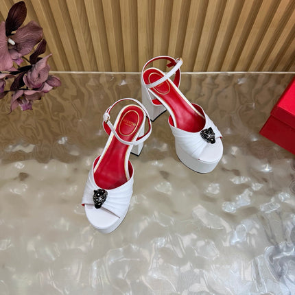 VALENTINO 26S PLATFORM SANDALS 110 MM IN WHITE GATHERED CALFSKIN
