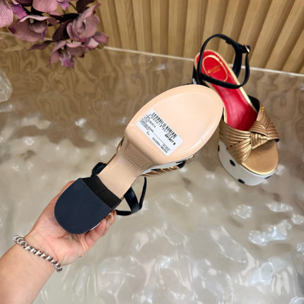 VALENTINO 26S PLATFORM SANDALS 110 MM IN MULTICOLOR GATHERED CALFSKIN AND FABRIC