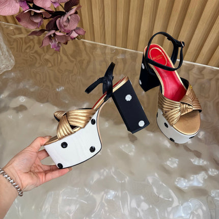 VALENTINO 26S PLATFORM SANDALS 110 MM IN MULTICOLOR GATHERED CALFSKIN AND FABRIC
