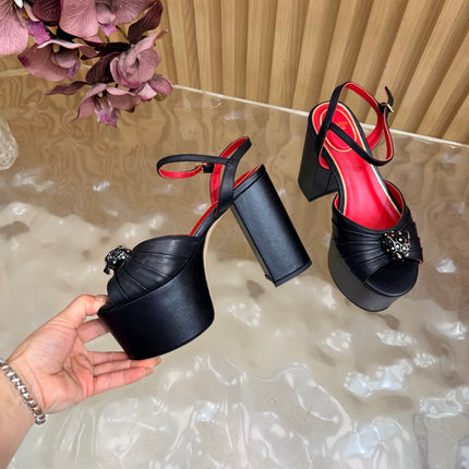 VALENTINO 26S PLATFORM SANDALS 110 MM IN BLACK GATHERED CALFSKIN
