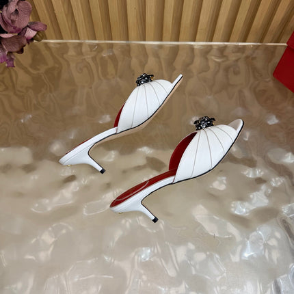 VALENTINO 26S HIGH-HEEL SANDALS 50 MM IN WHITE GATHERED CALFSKIN