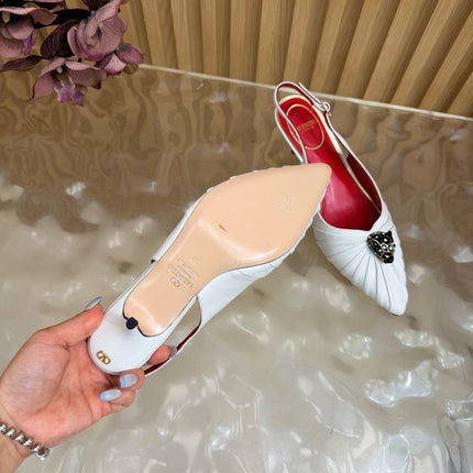 VALENTINO 26S SLINGBACK PUMPS 50 MM IN WHITE CALFSKIN