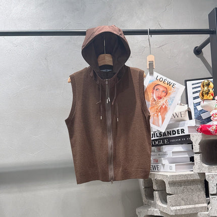 ALO 26S HOODED ZIP-UP KNIT VEST 372