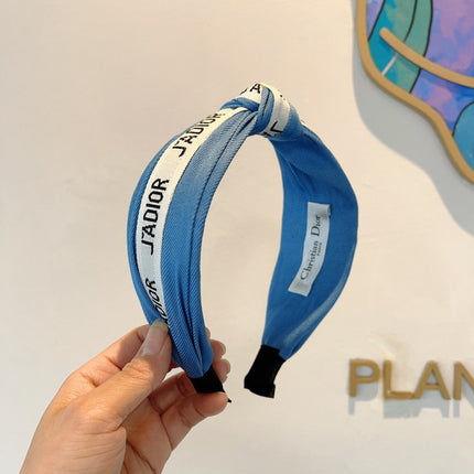 DIOR 26S HEADBAND IN BLUE AND WHITE FABRIC 512024