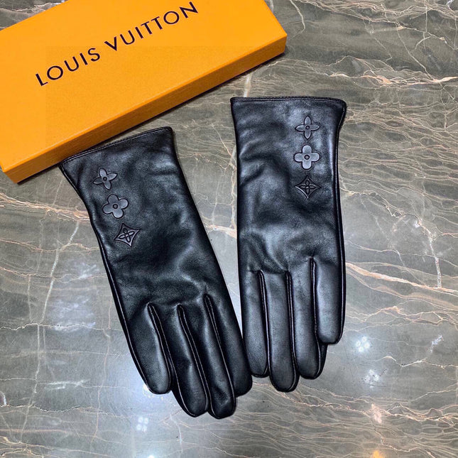 GLOVES IN BLACK EMBOSSED LAMBSKIN 465060