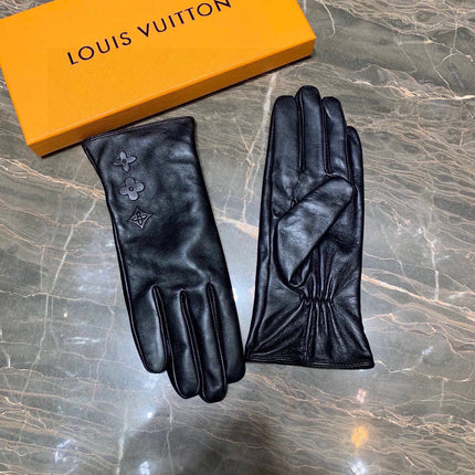 GLOVES IN BLACK EMBOSSED LAMBSKIN 465060