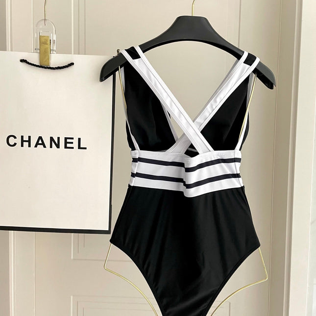 CC BIKINI SWIMSUIT SET BLACK WHITE 173343