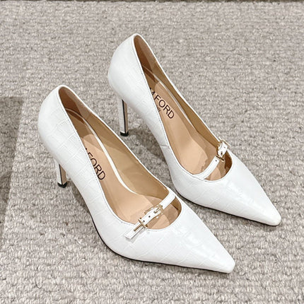 HIGH HEEL 10 CM IN WHITE CROCODILE LEATHER