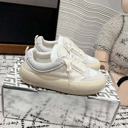 SPACE-STAR CUBE SNEAKERS IN WHITE CALFSKIN MIX CANVAS WITH PERFORATED STAR