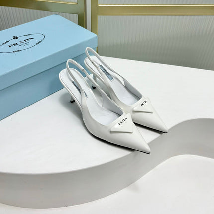 PRA PATENT LEATHER SLINGBACK PUMPS 75 WHITE