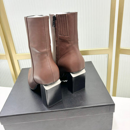 TONI 85MM ANKLE BOOT IN UMBER BROWN CALFSKIN