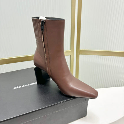 TONI 85MM ANKLE BOOT IN UMBER BROWN CALFSKIN