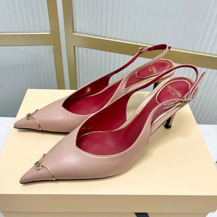 VALENTINO 26S SLINGBACK PUMPS 45 MM IN NUDE CALFSKIN