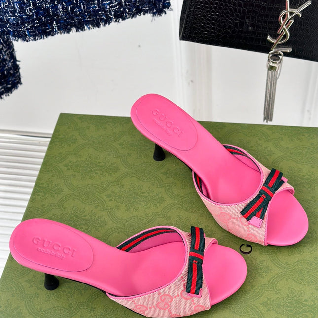 GG Vintage High Heel Slippers Pink