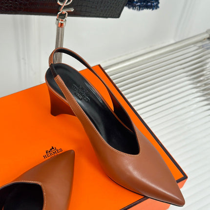 HIGH HEEL 75 MM POINTED- TOE SANDAL IN BRONZE BROWN CALFSKIN