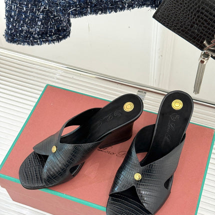 LP HIGH HEEL 25S IN BLACK LAMBSKIN SNAKE EMBOSSING