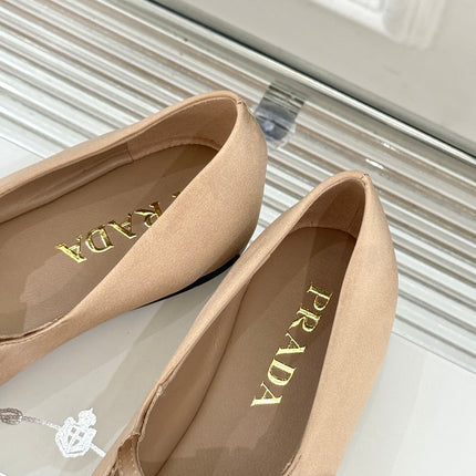 PRADA 25S BALLERINAS IN NUDE SATIN
