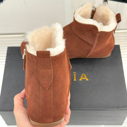 ALAIA 26S SNOW BOOTS IN BURNT BROWN SUEDE AND WOOL