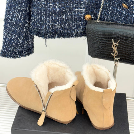 ALAIA 26S SNOW BOOTS IN DARK BEIGE SUEDE AND WOOL