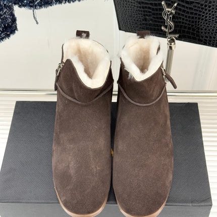 ALAIA 26S SNOW BOOTS IN DARK BROWN SUEDE AND WOOL
