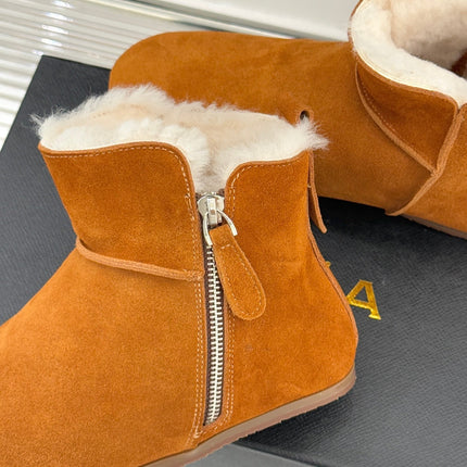 ALAIA 26S SNOW BOOTS IN DARK ORANGE SUEDE AND WOOL