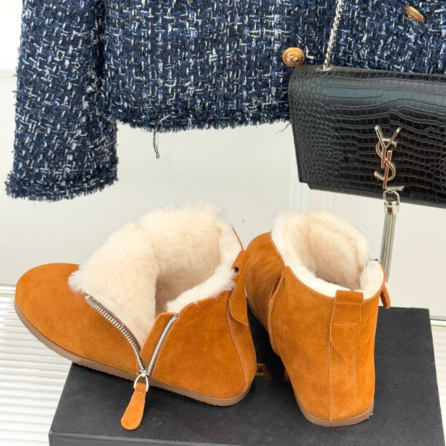 ALAIA 26S SNOW BOOTS IN DARK ORANGE SUEDE AND WOOL