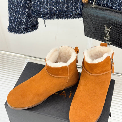 ALAIA 26S SNOW BOOTS IN DARK ORANGE SUEDE AND WOOL