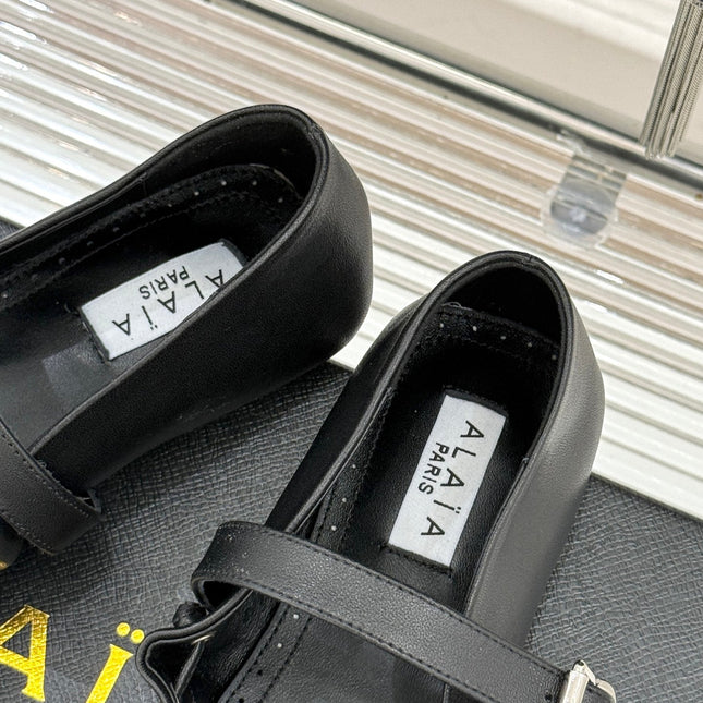 ALAIA 26S MARY JANE FLATS IN BLACK LAMBSKIN WITH BOW