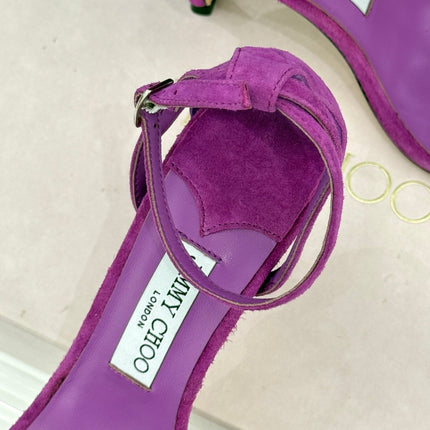 JIMMY CHOO 26S HIGH-HEEL SANDALS 100 MM IN PURPLE SUEDE